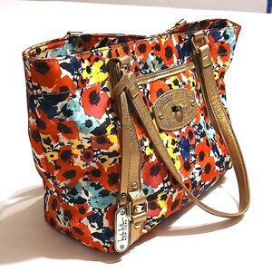 Nichole Miller New York Floral Tote Bag – Gold Accents